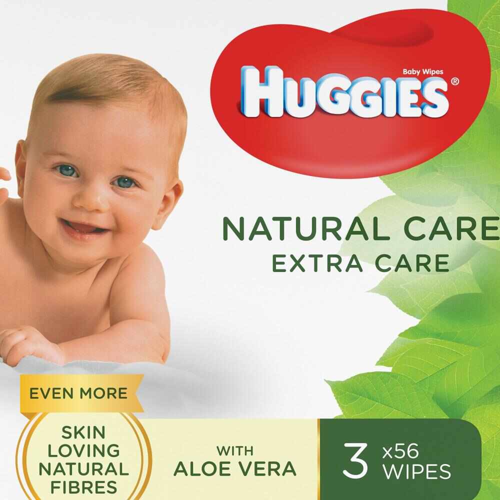 Servetele umede Huggies Natural Care Extra Care 3 pachete x 56 168 buc