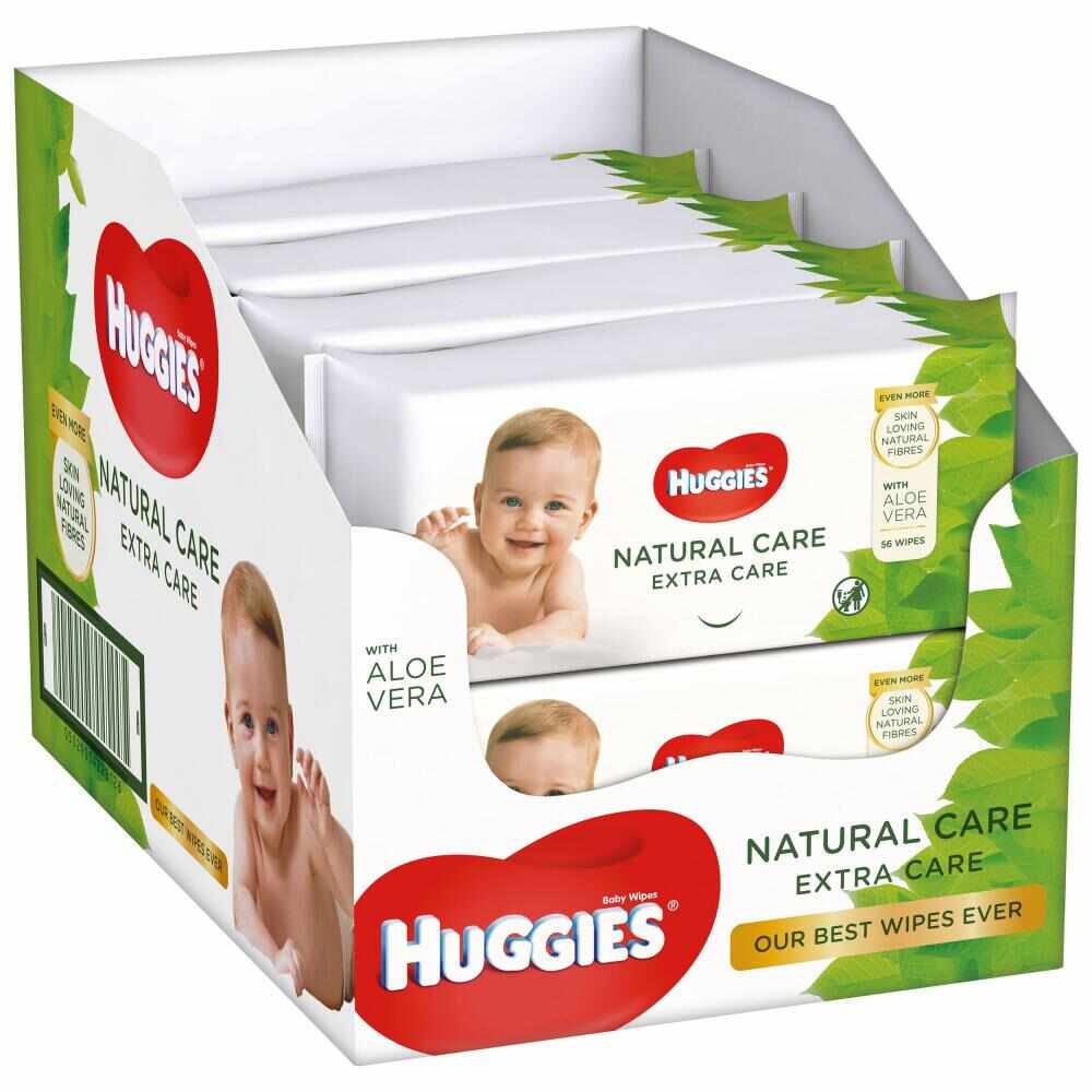 Servetele umede Huggies Natural Care Extra Care 8 pachete x 56, 448 buc