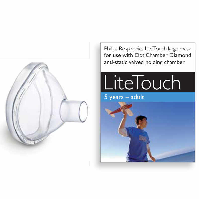 Masca large LiteTouch Philips Respironics 5 ani - adulti pentru Optichamber