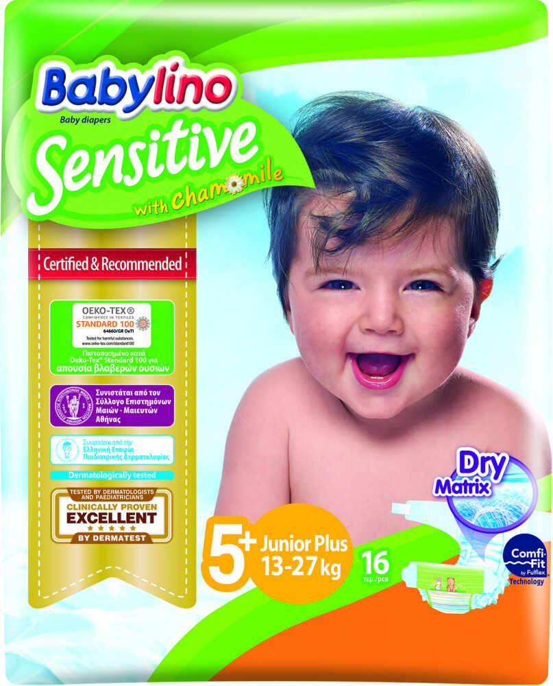 Scutece Babylino Sensitive N5+, 13-27 kg 16 buc