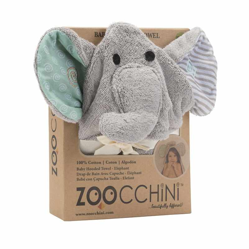 Prosop de baie cu gluga Zoocchini 70x70 cm Happy Elephant