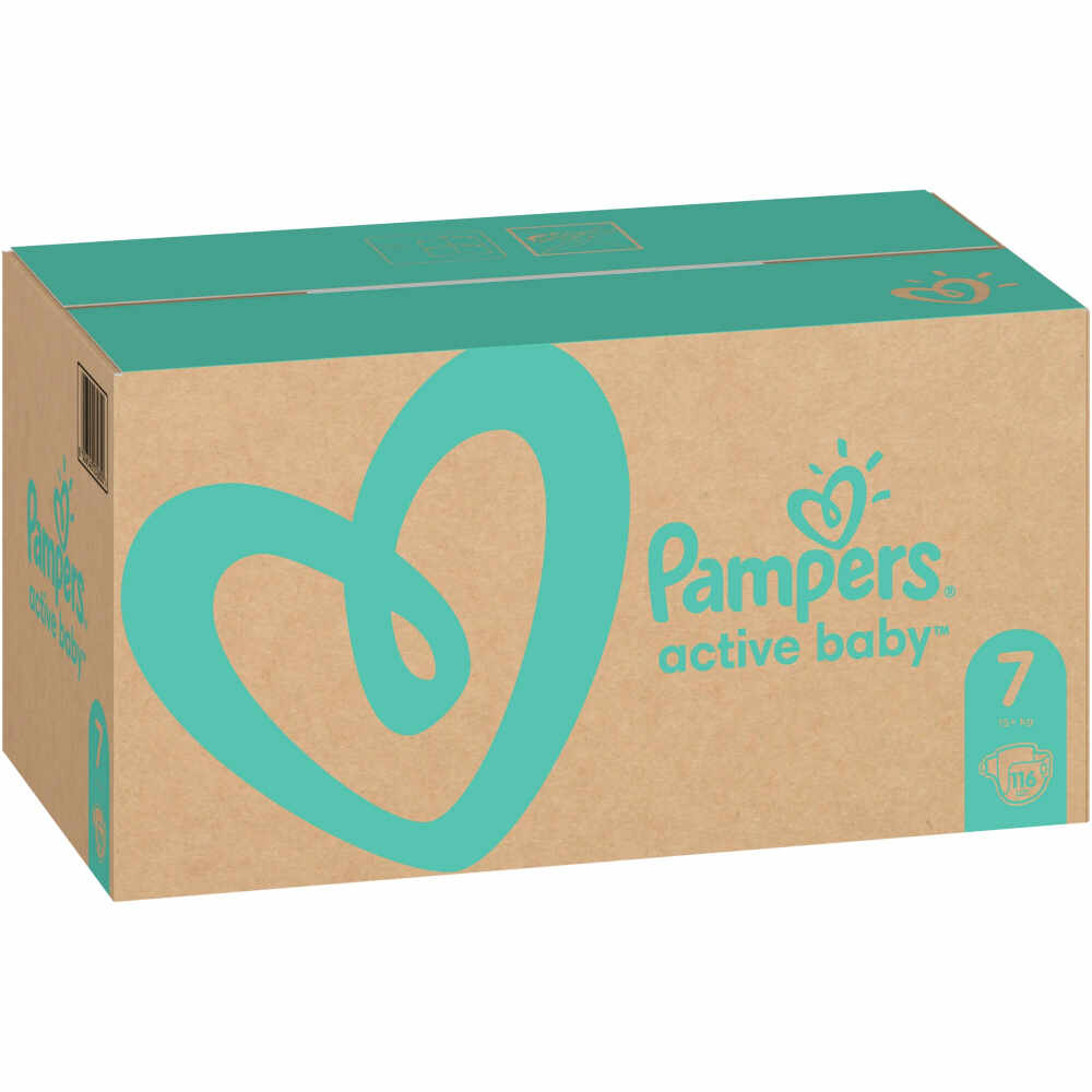 Scutece Pampers Active Baby XXL Box, Marimea 7, 15+ kg, 116 buc