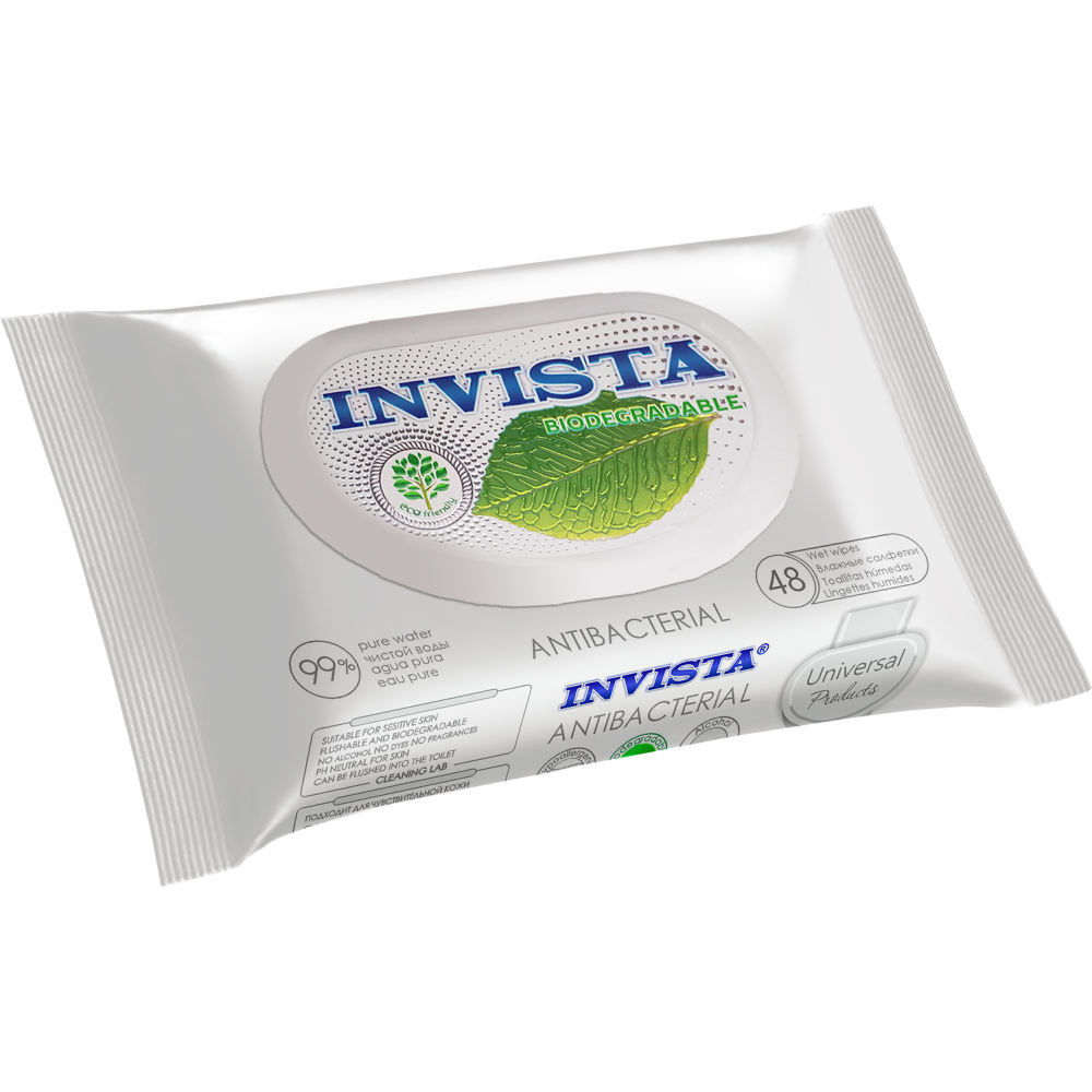 Set 48 servetele umede antibacteriene biodegradabile Invista IV3198