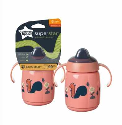Cana Tommee Tippee Sippee cu protectie Bacshield si capac 300 ml Roz 1 buc