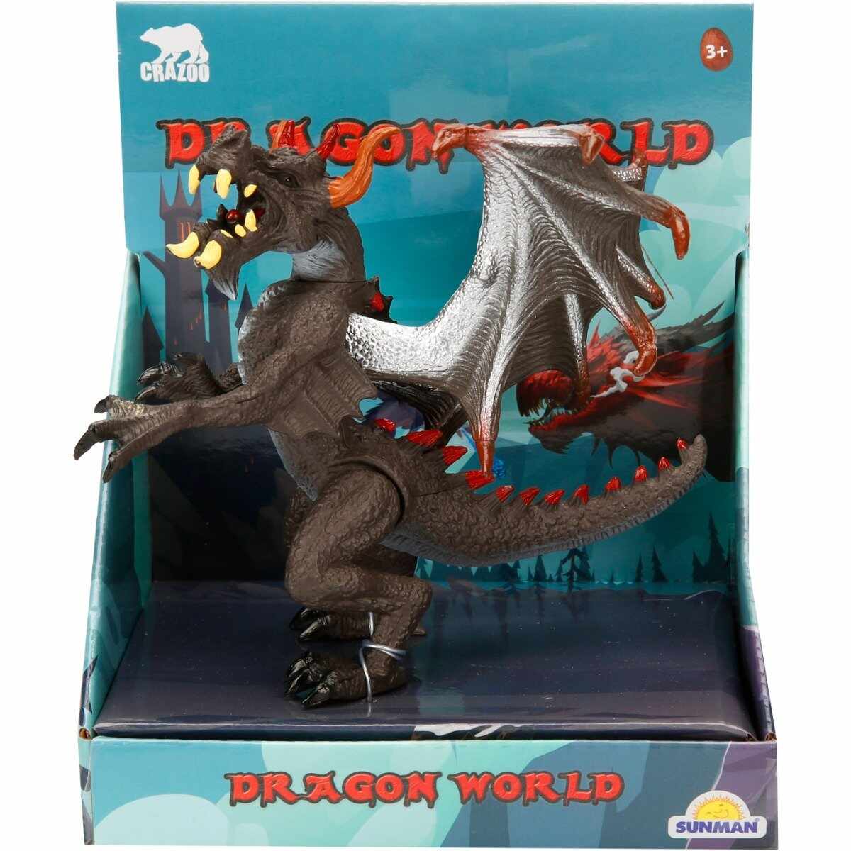 Figurina dragon, Crazoo, gri inchis