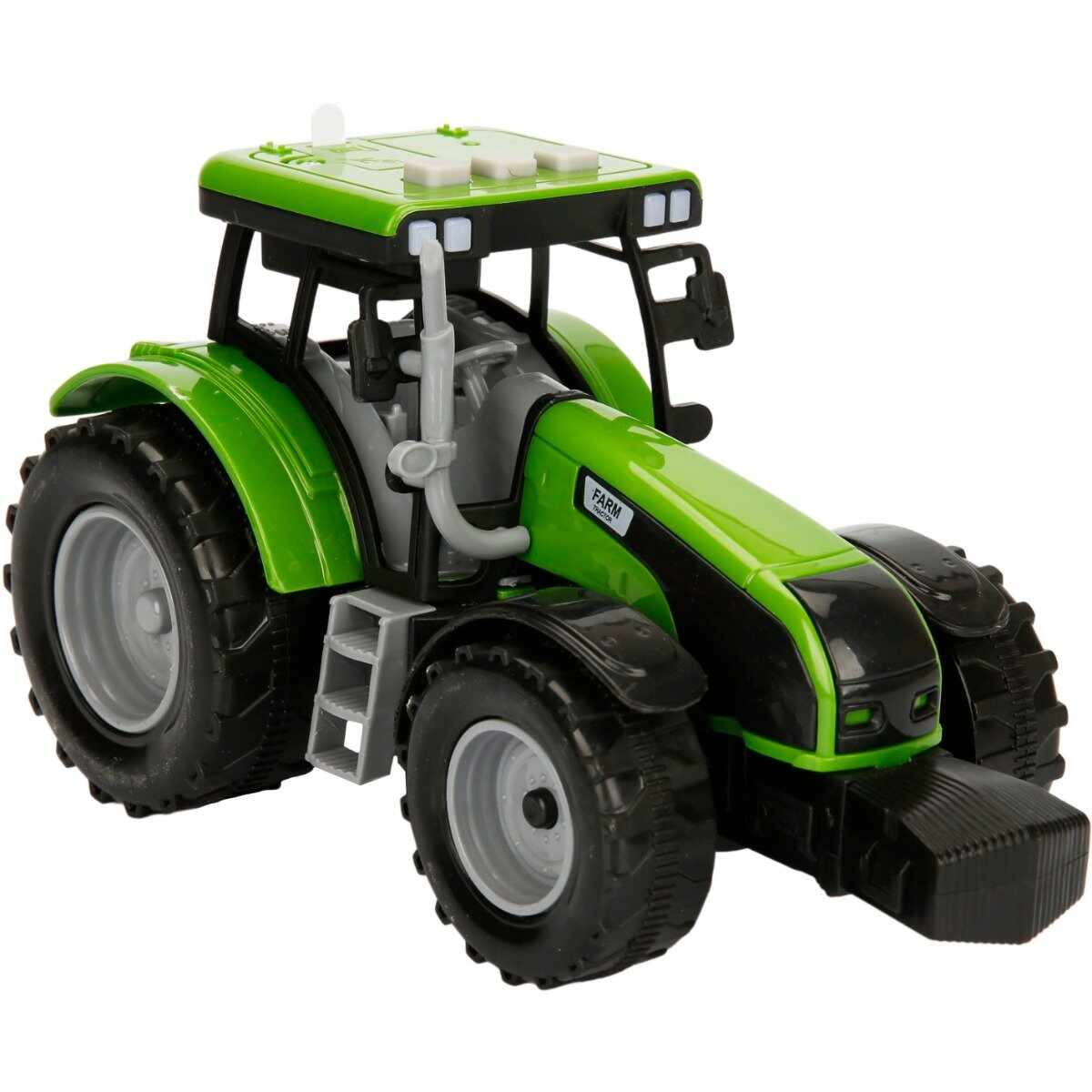 Tractor verde cu lumini si sunete, Maxx Wheels, 18 cm
