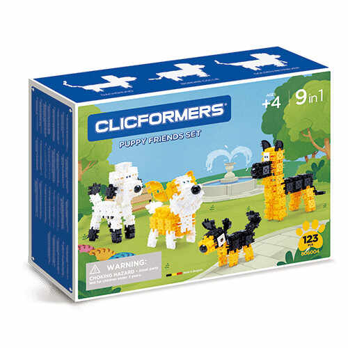 Set de construit Clicformers - Catei prietenosi, 123 piese