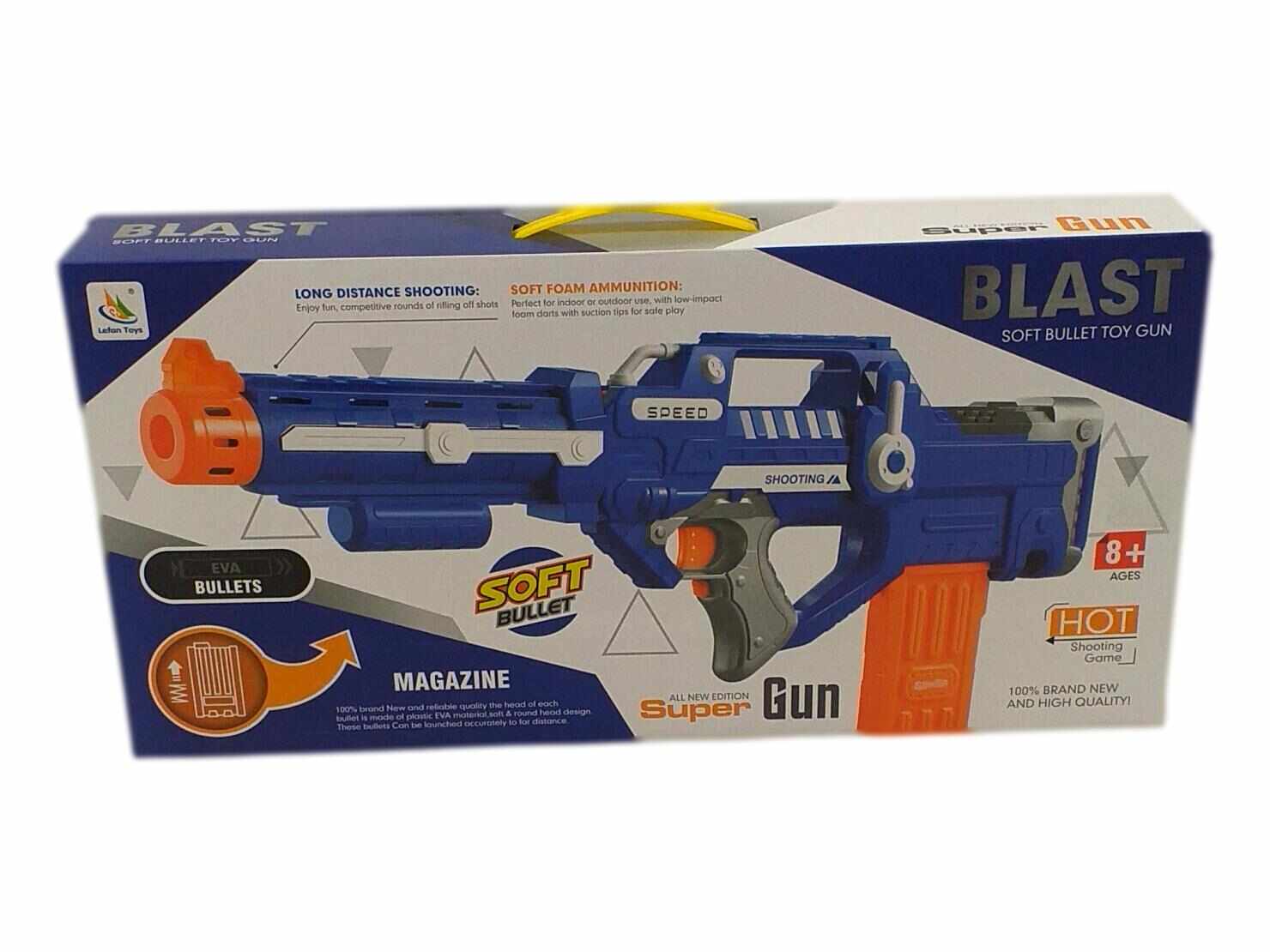 Arma de jucarie Blaster din plastic, gloante incluse, Albastru