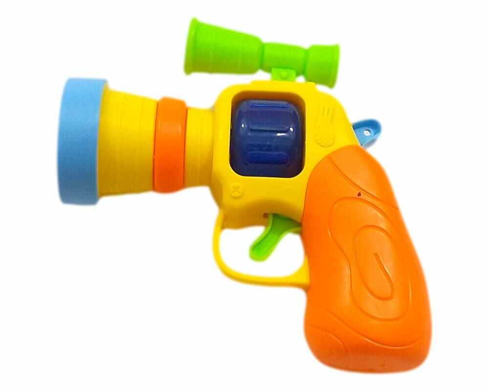 Arma de jucarie, Mini Pistol Interactiv cu Lumini Si Muzica, Multicolor,6661port