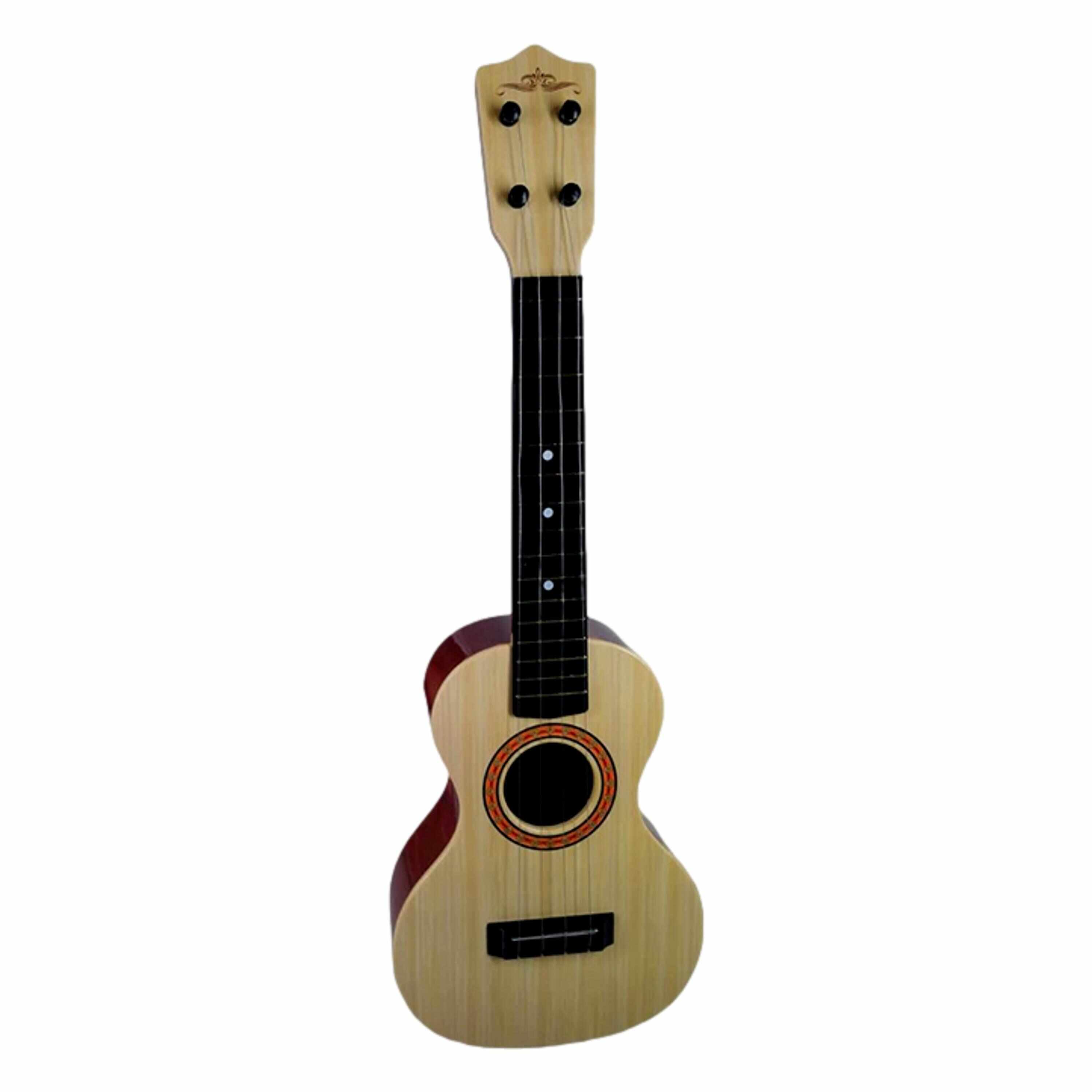 Chitara ukulele pentru copii cu corzi de plastic, reglabil, pana inclusa, crem