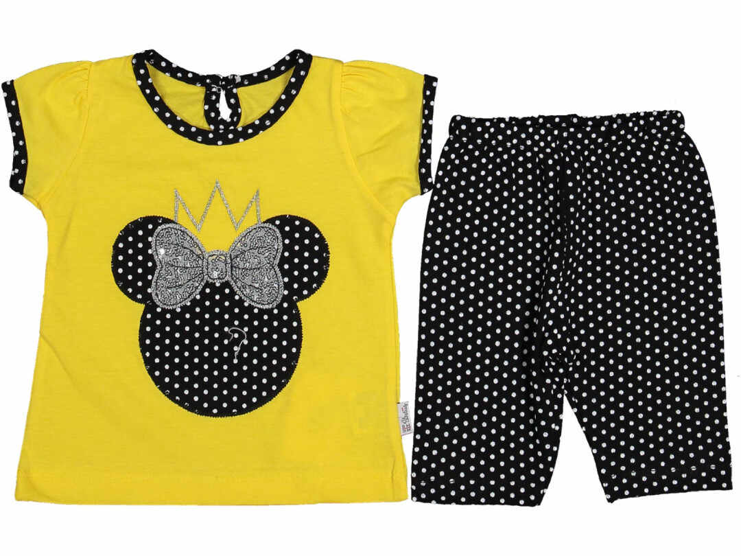Compleu tricou si pantalon pentru copii, Minnie, galben, 9-24 luni