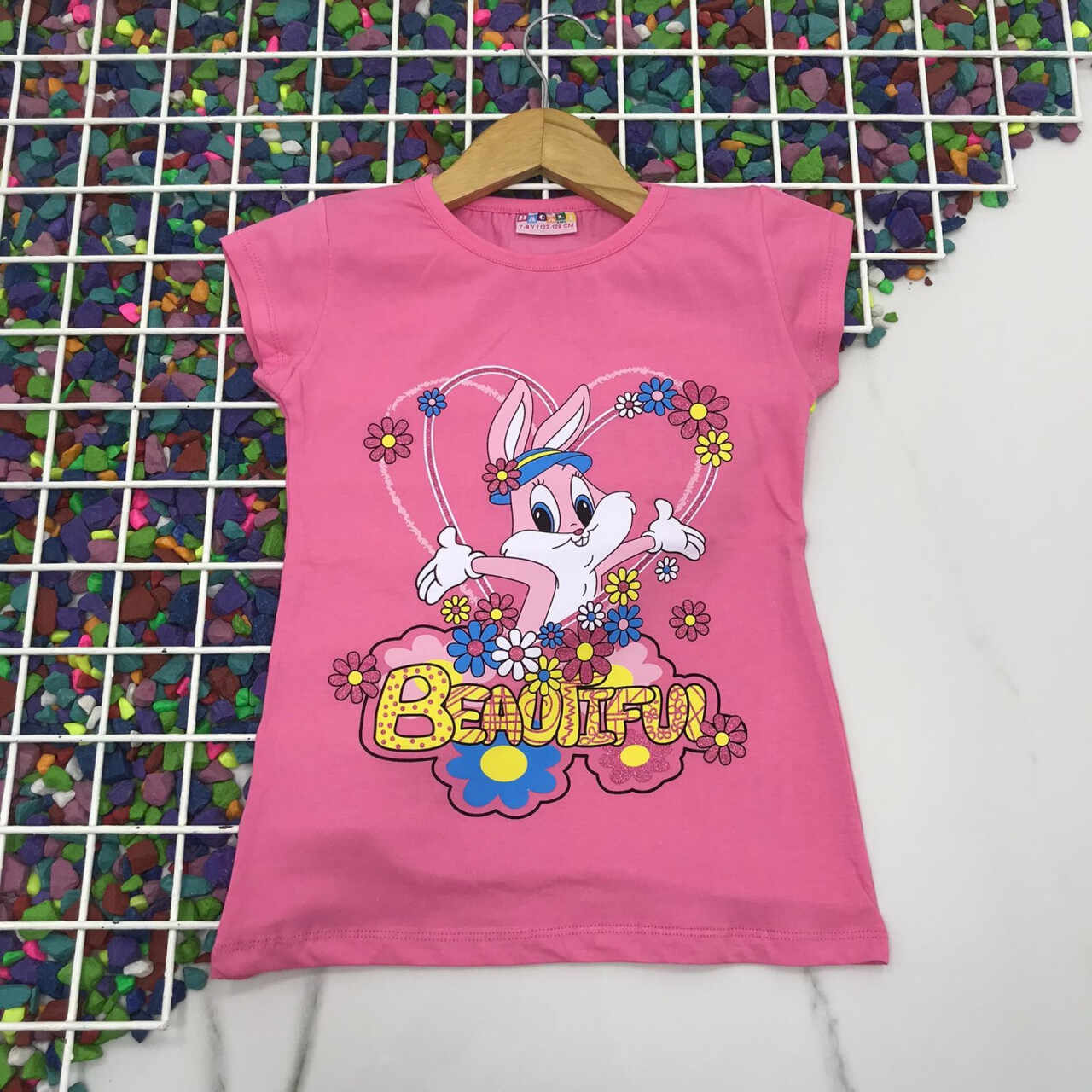Tricou Beautiful, Roz, 100% Bumbac, Pentru Fetite, 2-8 ani