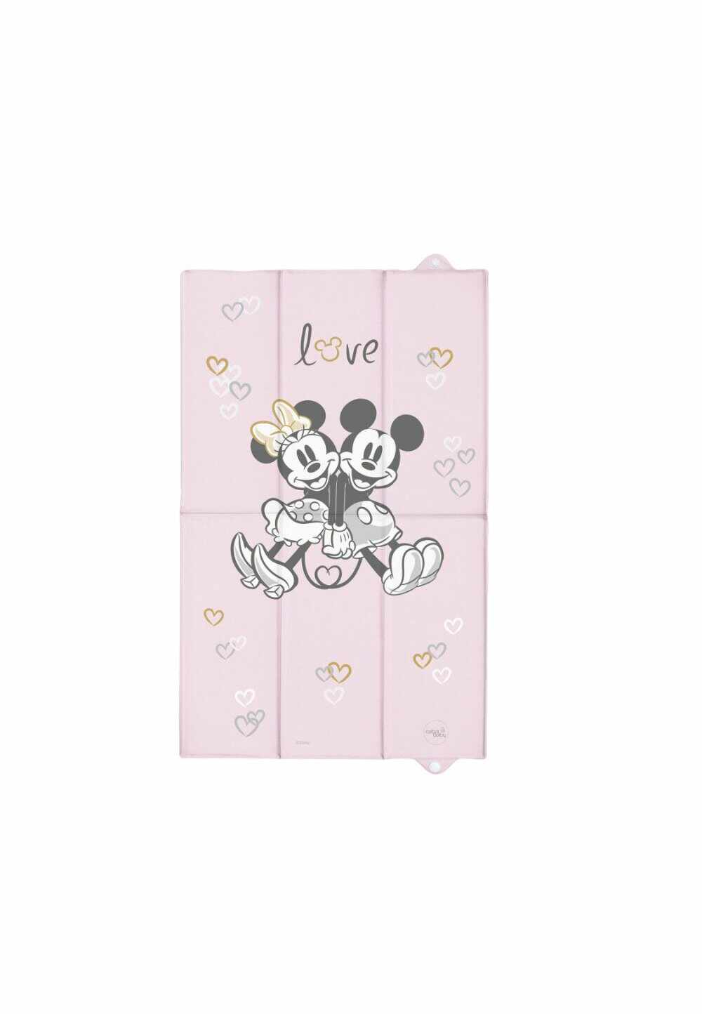 Saltea de infasat pliabila, Minnie and Mickey Love, roz, 80x50 cm