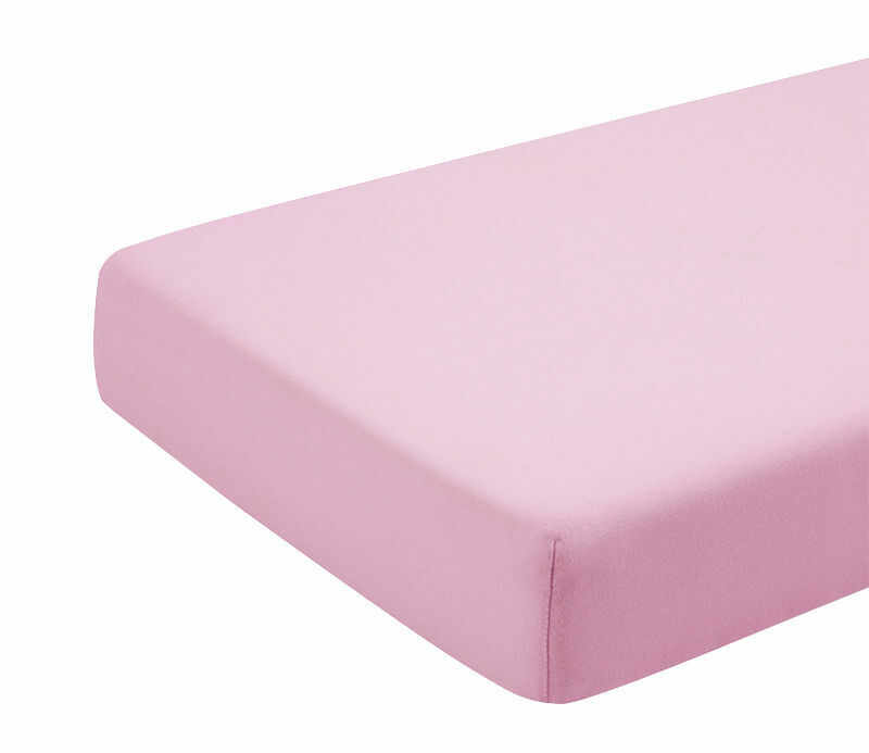 Cearceaf roz KidsDecor cu elastic din bumbac 80 x 160 cm