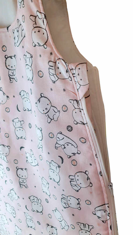 Sac de dormit copii 0.5 tog KidsDecor Baby Bear roz din bumbac 110 cm