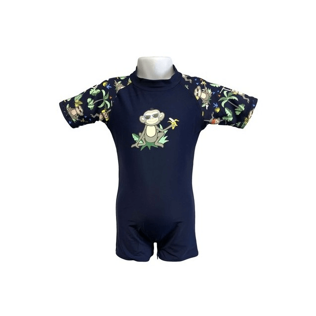 Costume de Baie Inot pentru bebelusi si copii, Protectie Soare UPF50+, Navy Jungle, Marimea 4