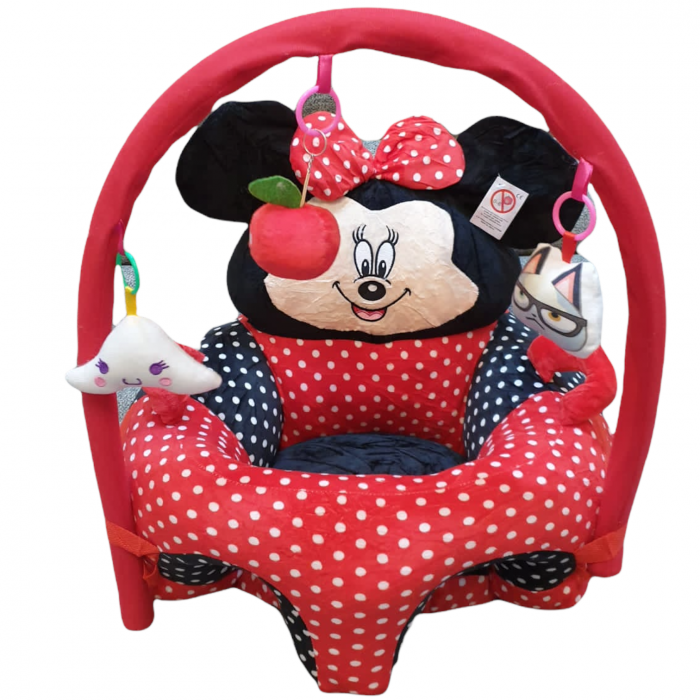 Fotoliu bebe cu spatar si arcada - Minnie Mouse 3D, rosu, din plus