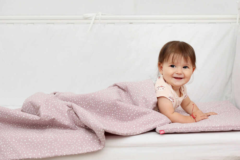 Lenjerie de pat copii 4 piese Marshmellow Spot Kidsdecor din bumbac 70x120 cm 100x135 cm