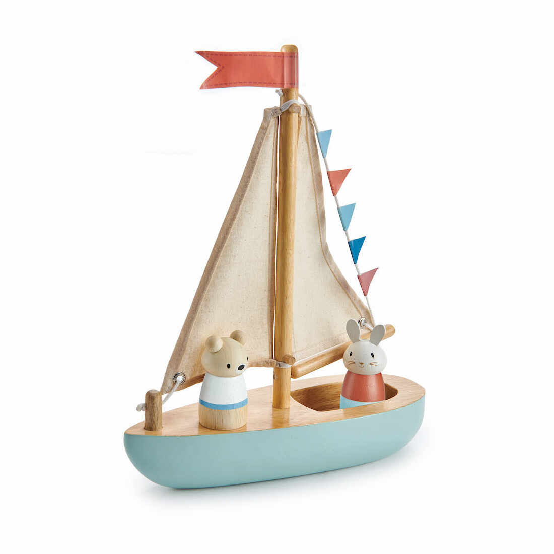 Barca din lemn a lui Bubble si Squeak, Tender Leaf Toys, Sailaway Boat