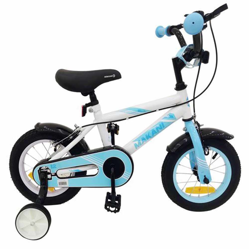 Bicicleta pentru baieti 12 inch Kikka Makani Windy Alb cu roti ajutatoare
