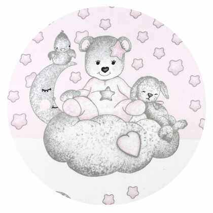 Prosop mare cu gluga Qmini 100x100 cm din bumbac si thermo fleece Teddy Bear with Pink Heart
