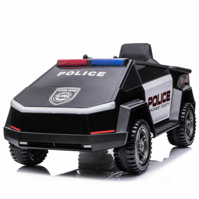 Masinuta electrica pentru copii de politie Cyber PATROL, cu efecte sonore si luminoase, 90W, 12V, Black White