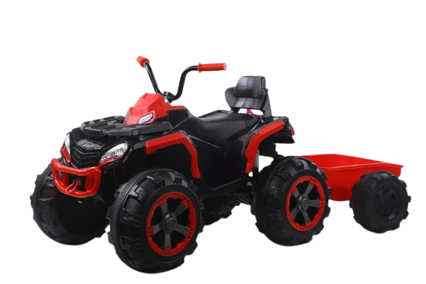 ATV electric + Remorca, Kinderauto Offroad 70W 12V cu scaun tapitat, culoare Rosu