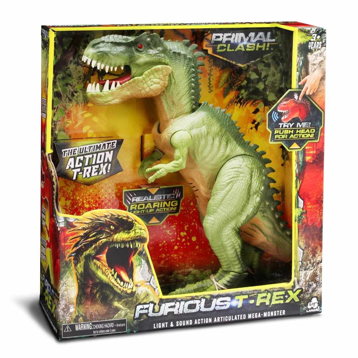 Figurina articulata Dinozaur, Lanard Toys, Jurassic Clash, Verde