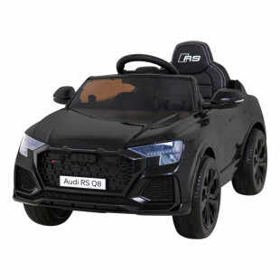 Masinuta electrica pentru copii Audi RSQ8, roti EVA, scaun piele ecologica, 2 motoare 35 W, vopsea Negru Metalizat