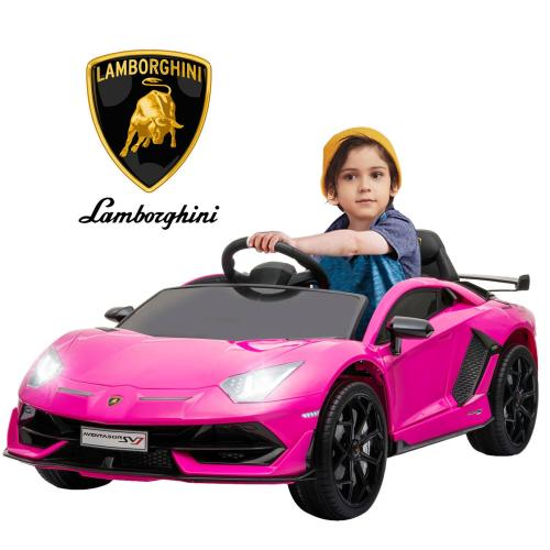 Masinuta electrica pentru copii Lamborghini Aventador SVJ, 2 usi cu deschidere vertical, scaun piele ecologica, 2 motoare 35 W, Roz