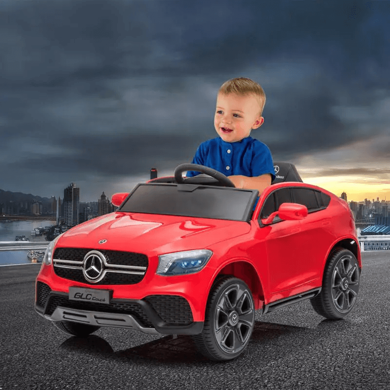 Masinuta electrica pentru copii Mercedes Benz GLC Coupe, Manini, roti EVA, scaun piele ecologica, 25W*2, vopsea speciala, rosie