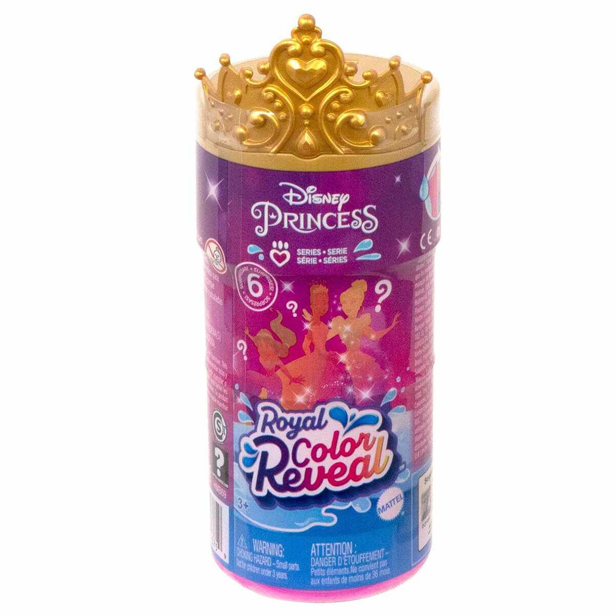 Papusa cu 6 surprize, Disney Princess Royal Color Reveal, HMB69