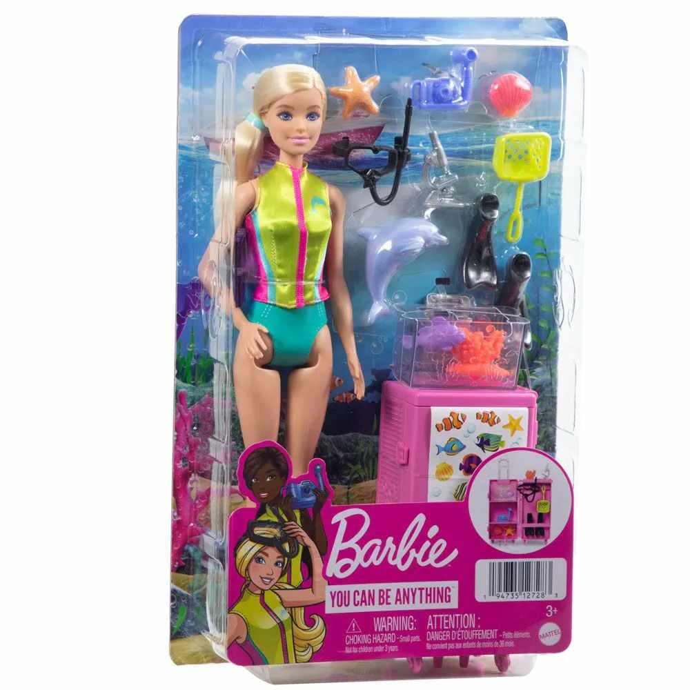 Papusa cu accesorii Barbie You Can Be Anything Biolog Marin