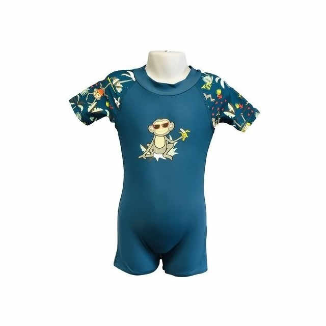 Costume de Baie Inot pentru bebelusi si copii, Protectie Soare UPF50+, Petrol Jungle, Marimea 2
