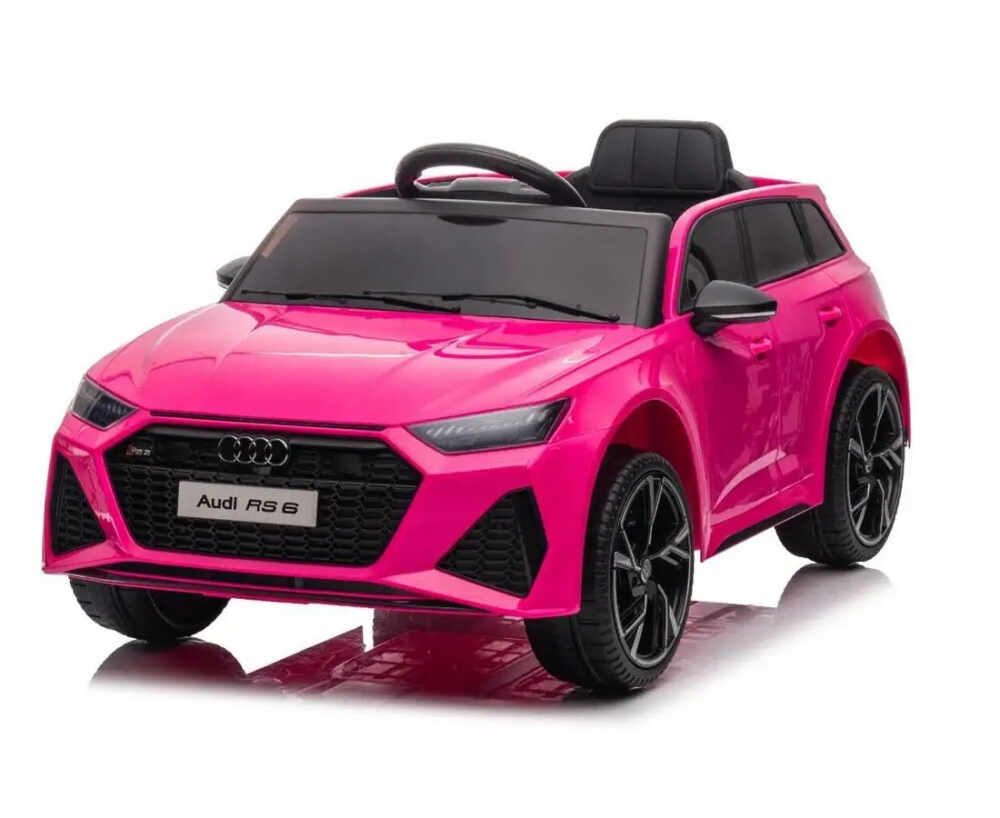 Masinuta electrica cu telecomanda roti EVA si scaun din piele Audi RS6 Pink