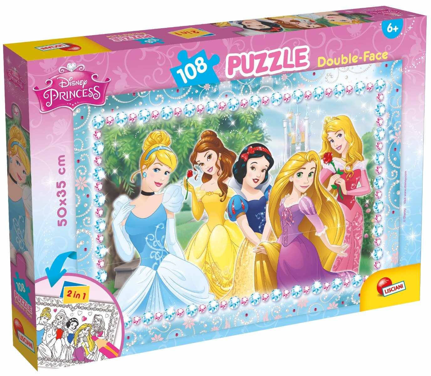 Puzzle 2 in 1 Lisciani Disney Princess, Plus, 108 piese