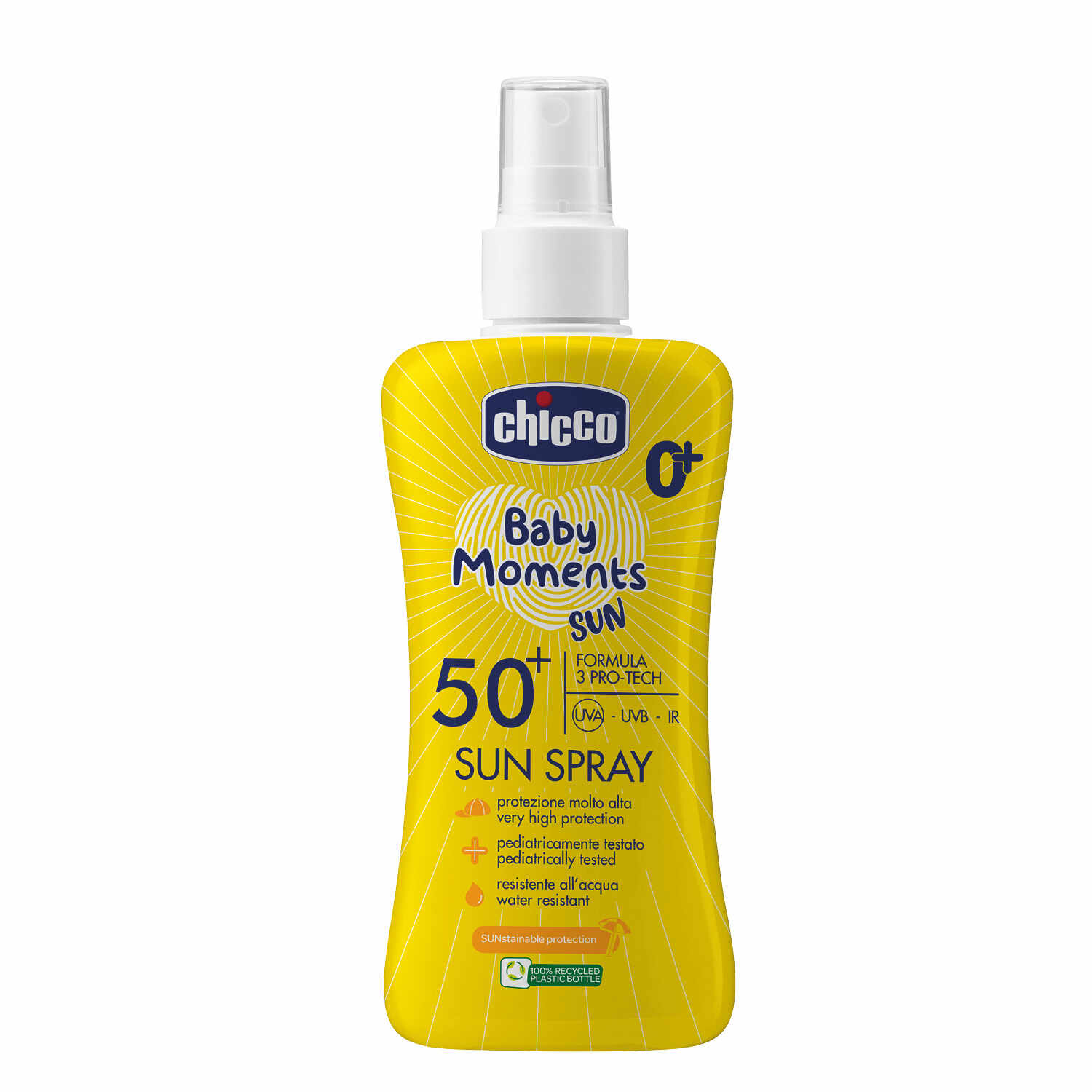 Spray protectie solara Chicco Baby Moments SPF 50+, 150 ml, 0 luni+
