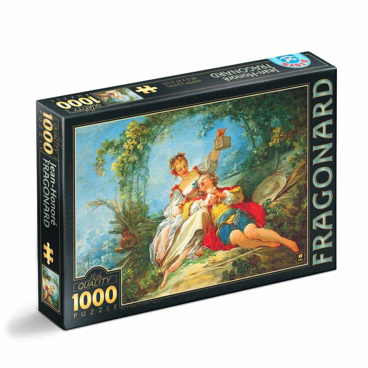 Puzzle Jean-Honoré Fragonard - Puzzle adulți 1000 piese - Happy Lovers/Iubiți fericiți