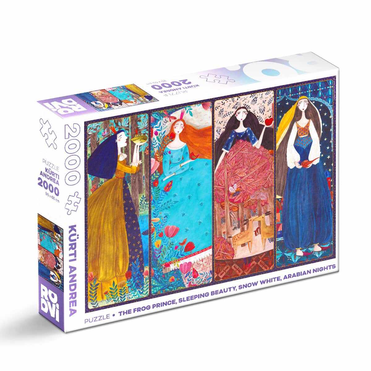 Puzzle Kürti Andrea - Puzzle adulți 2000 piese - The Frog Prince, Sleeping Beauty, Snow White, Arabian Nights
