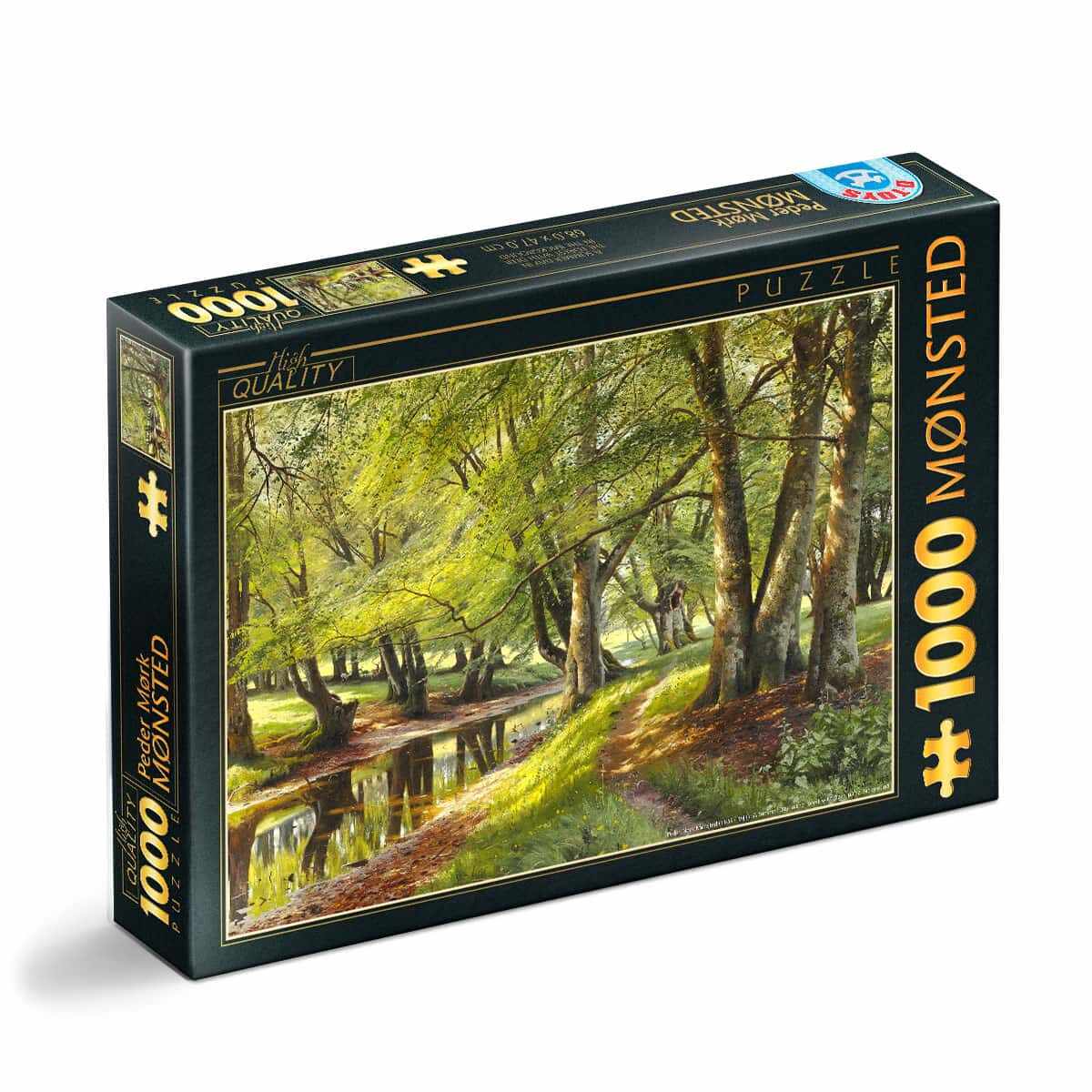 Puzzle Peder Mørk Mønsted - Puzzle adulți 1000 piese - A Summer Day in the Forest with Deer in the Background