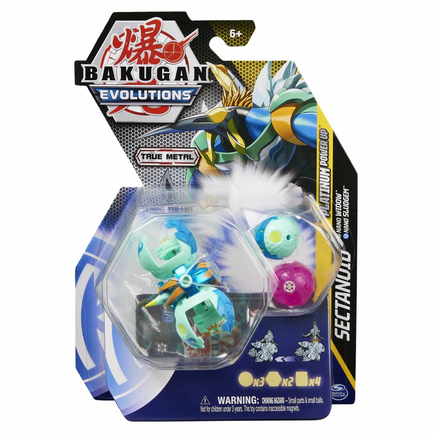 Set figurine - Bakugan Evolutions S4 - Platinum Powerup - Sectanoid, Nano Widow si Nano Sludgem | Spin Master