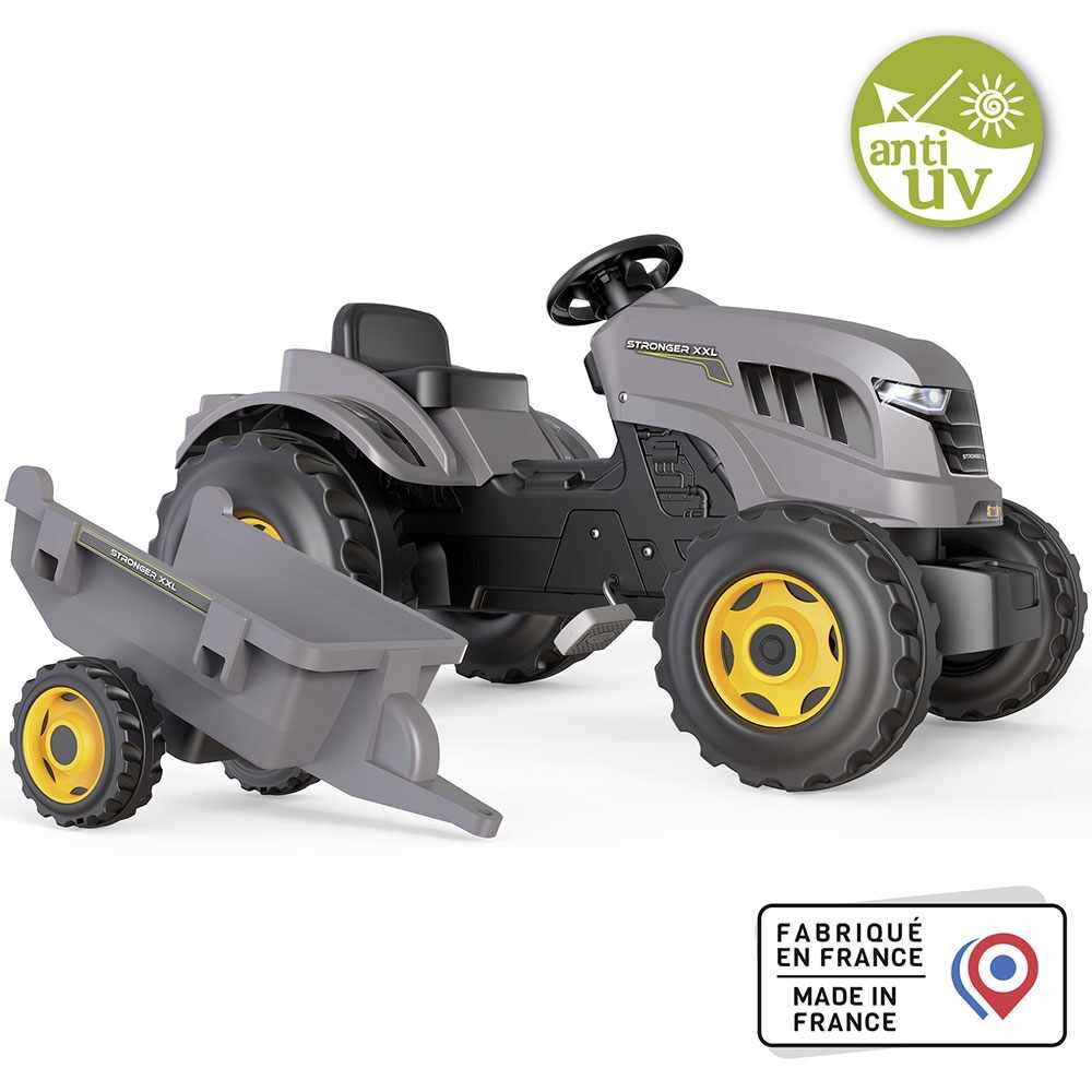 Tractor cu pedale si remorca Smoby Stronger XXL gri