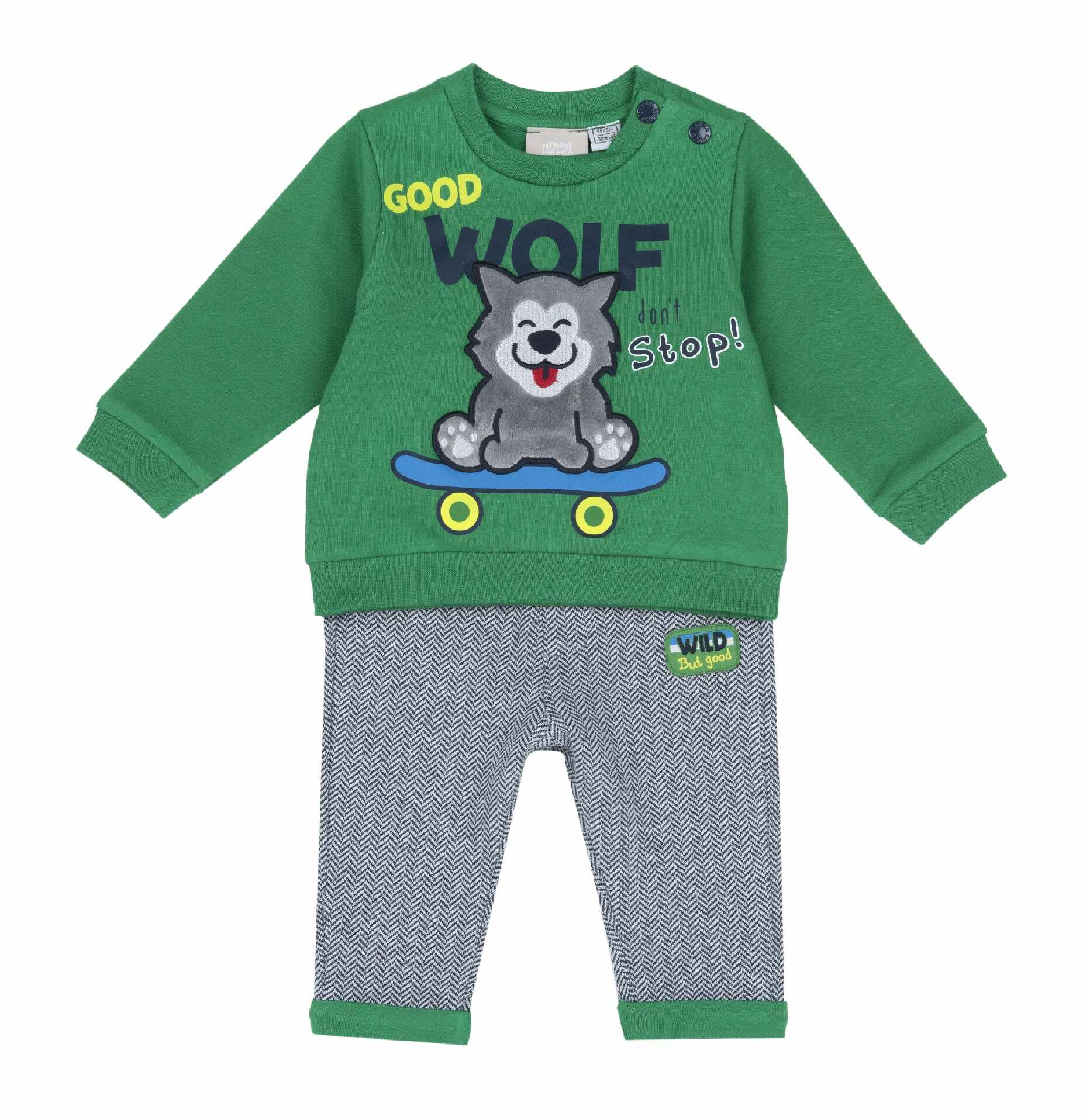 Costum bebe Chicco, tricou si pantaloni, verde, 00740-63MFCO