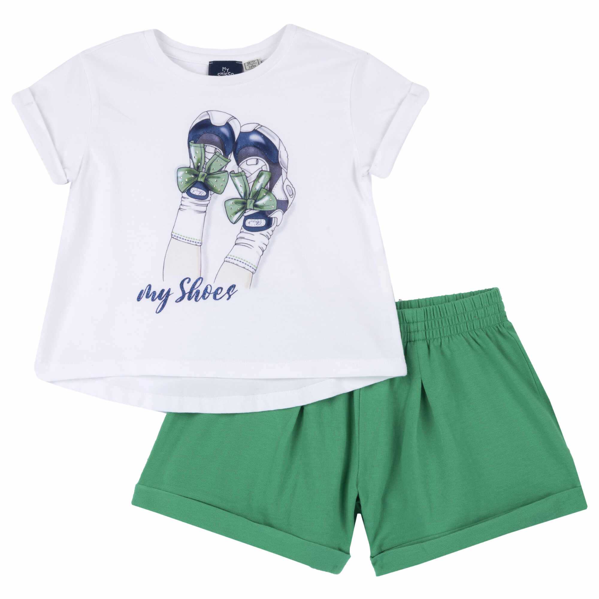 Costum copii Chicco, tricou si pantaloni, Verde, 00797-64MC
