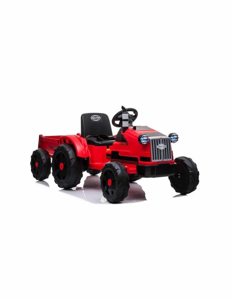 Tractor electric cu remorca pentru copii rosu