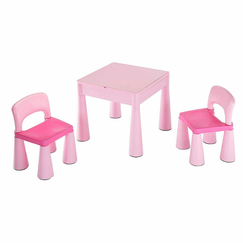 Set masuta si doua scaune New Baby cu parte reversibila Lego Duplo pink