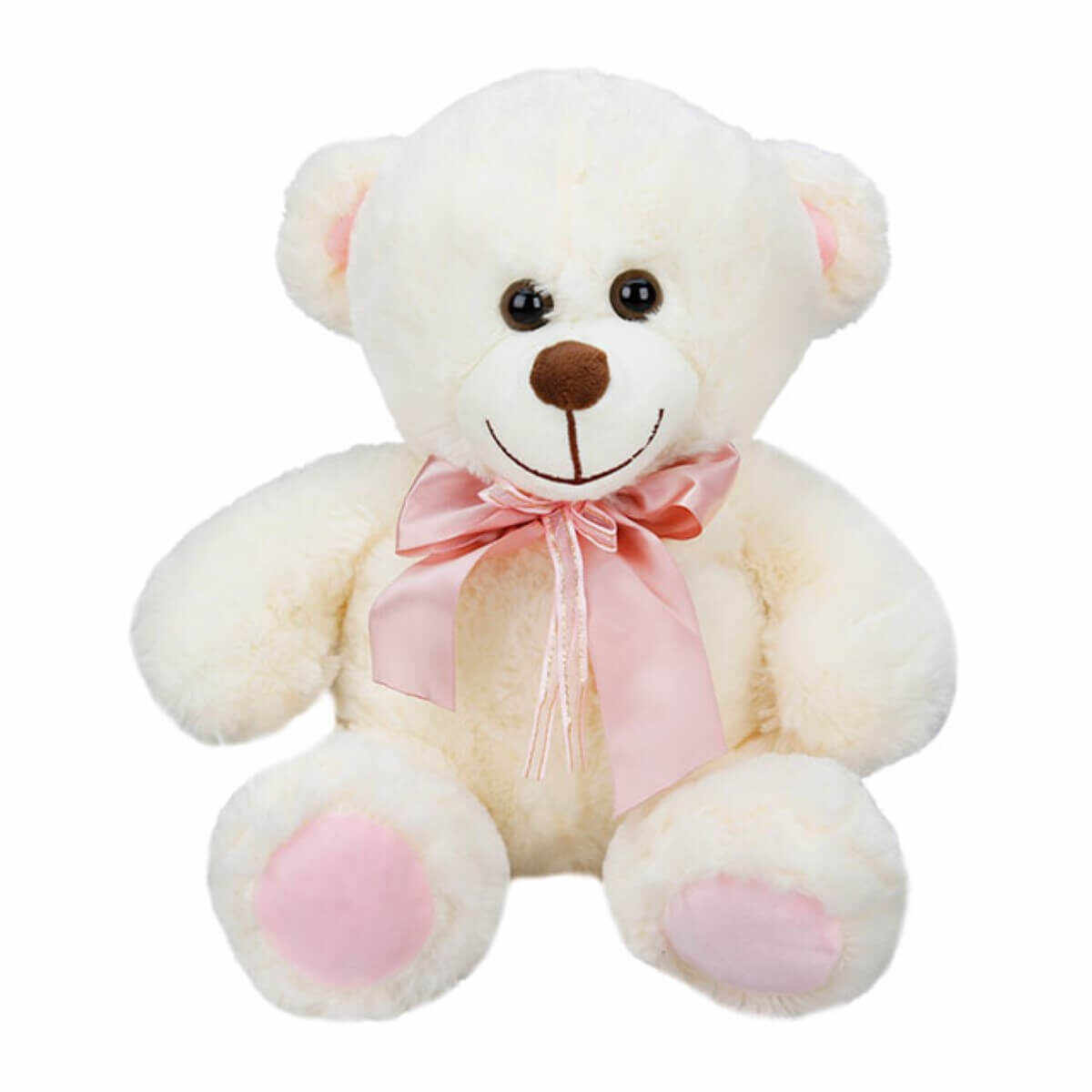 Ursulet de plus cu fundita roz, Puffy Friends, 30 cm