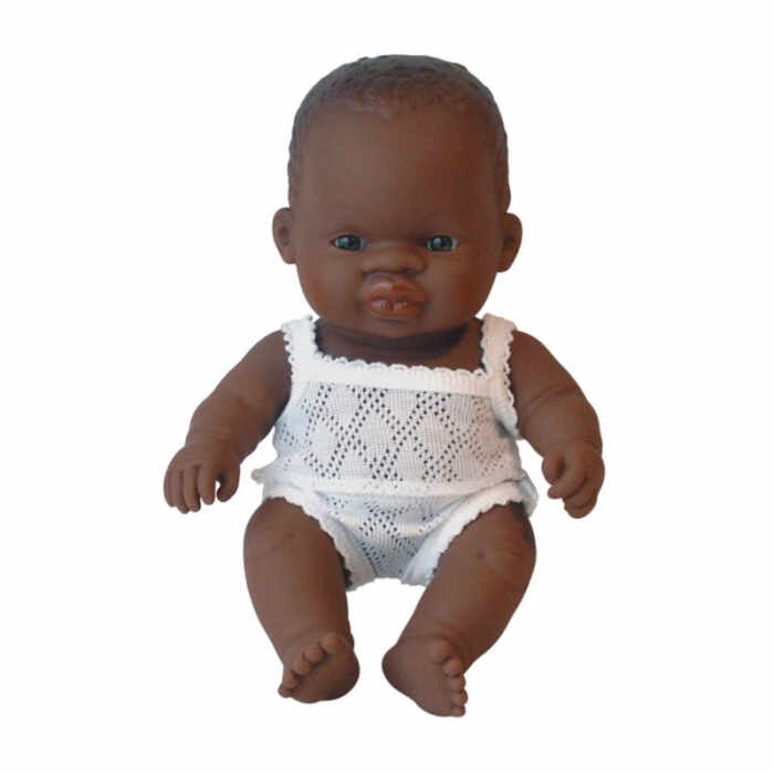 Papusa Baby african fata Miniland 21cm