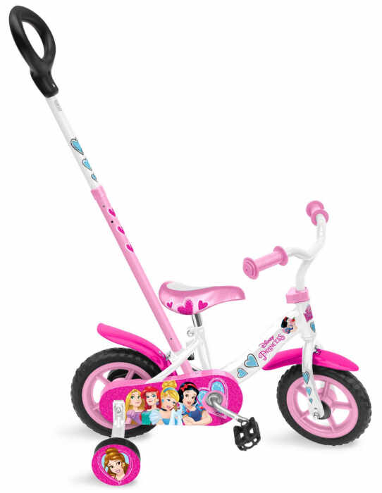 Bicicleta Stamp Disney Princess 10 inch cu bara de impins,Multicolor