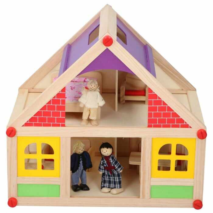 Casa de papusi din lemn Marionette 11 piese